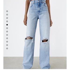 Zara ripped wide leg jeans
